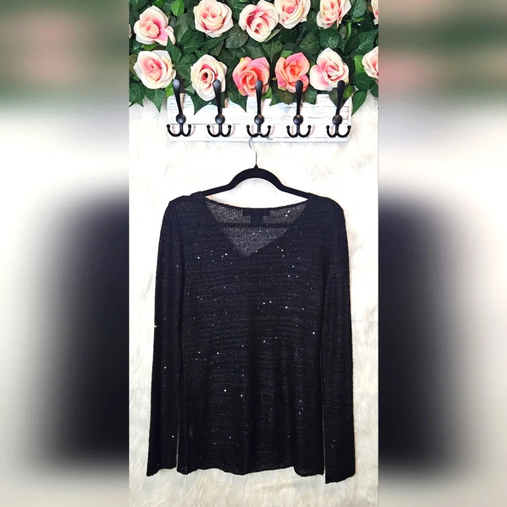 Calvin Klein Jeans Scoop Neck Sequined Knit Sweater